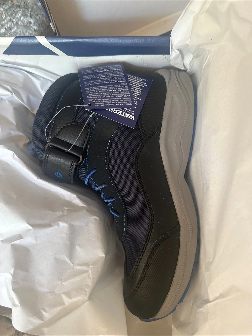 Boys Geox Black and Royal Blue J.N. Alaska Boots - NIB